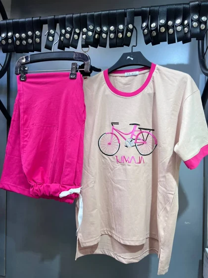 ست دخترانه تیشرت شلوار دوچرخه