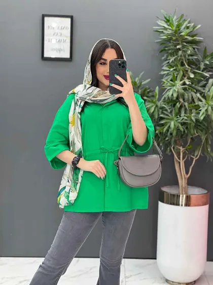 مانتو لینن دکمه مخفی کمرگت