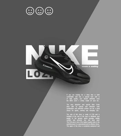 کفش کتانی مردانه و زنانه مشکی NIKE zoom x smiley