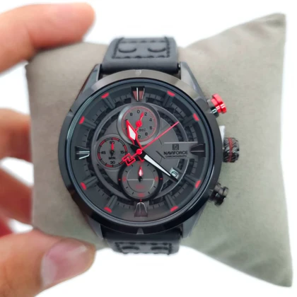 ساعت مچی مردانه نیوی فورس Naviforce NF8045 با بند چرم و 3 موتور فعال کرنوگراف