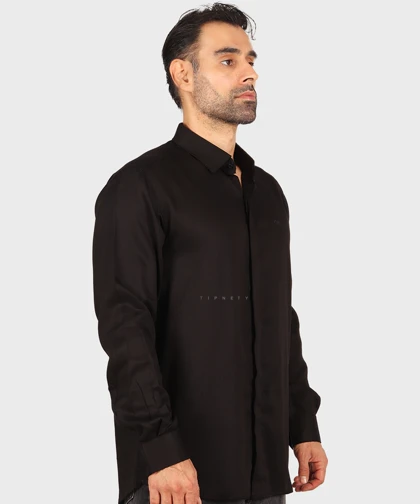 پیراهن مردانه آستین بلند دکمه مخفی 0372