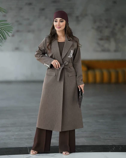 مانتو بلند گلدوزی شده کارتیر