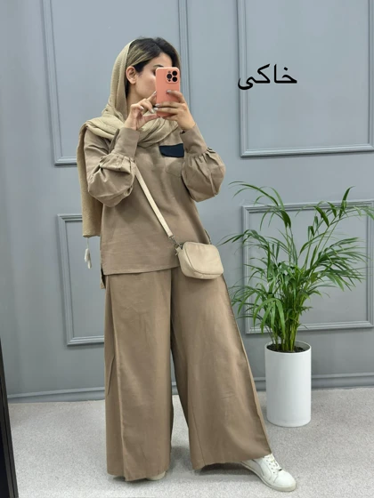 ست مانتو شلوار بغل نواری