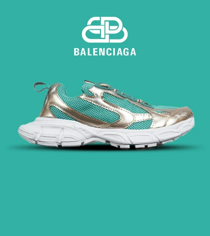 کفش کتانی مردانه و زنانه سبز طلایی Balenciaga 3XL مدل 6824