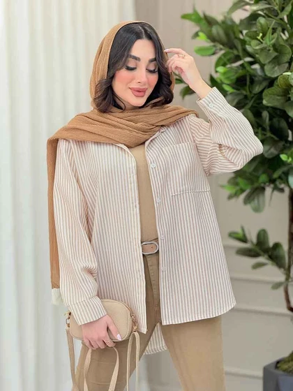 شومیز راه راه تک جیب