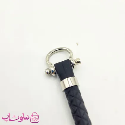 دستبند امگا رابر مشکی با قفل نقره ای کیفیت مستر