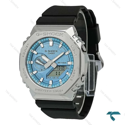 جی شاک GM-2100 مردانه نقره ای صفحه آبی Gshock-8894-G