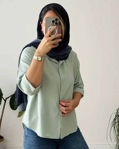 شومیز مانتویی اطلسی