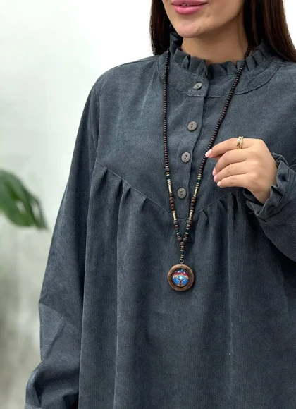 مانتو پاییزه یقه چین آیسو مانلی 2