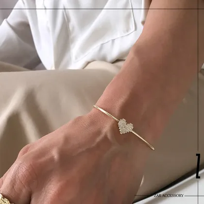 دستبند زنانه بنگل کاف تک قلب