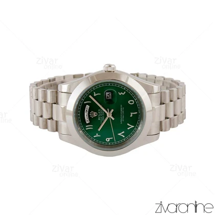 ساعت رولکس دی دیت مردانه نقره ای صفحه سبز اعداد عربی 105362