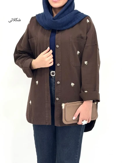 مانتو کتان کاغذی گلدوزی ژینوس
