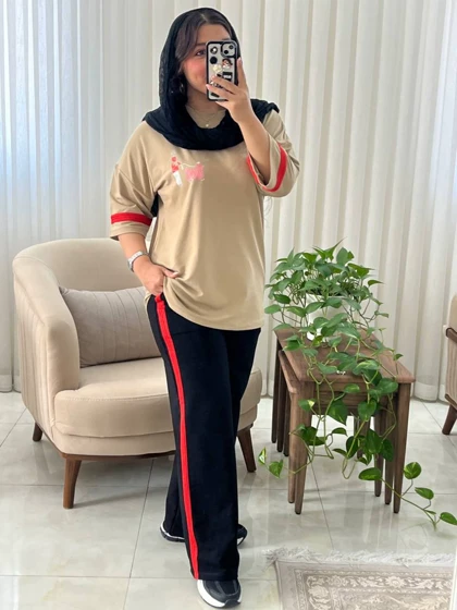 ست تیشرت شلوار اسپرت دخترانه و زنانه راحتی کد 593