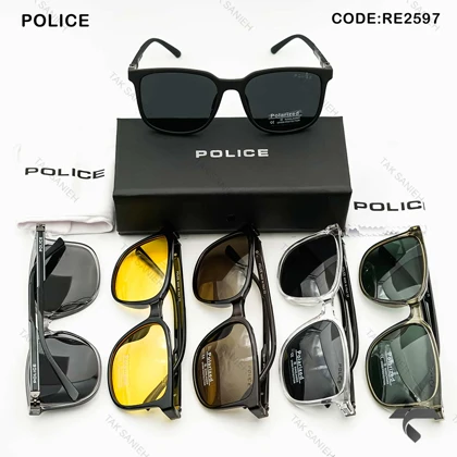 عینک آفتابی پلیس RE2597-6 دسته 360 درجه مردانه سبز Police-10029-G