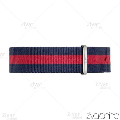 ساعت دنیل ولینگتون مردانه قاب سیلور بند پارچه ای قرمز سرمه ای 103251