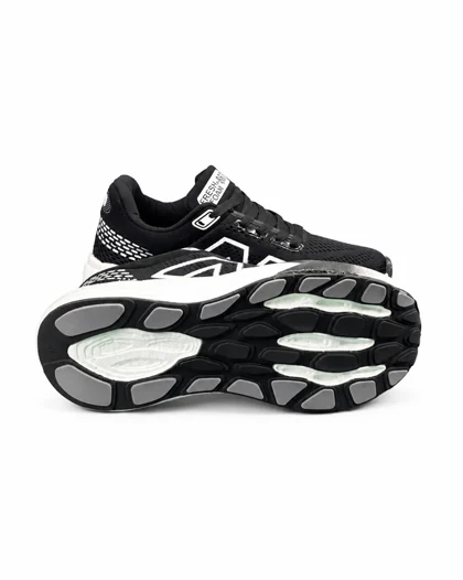 کفش کتانی رانینگ مردانه نیوبالانس زیره بست مشکی سفید New BALANCE