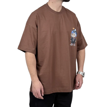 تیشرت آستین کوتاه مردانه قهوه ای دونخ مدل مینیمال