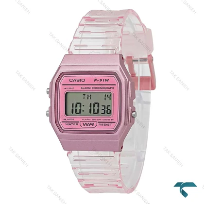 ساعت کاسیو F-91W نوستالژی صورتی شیشه ای Casio-7650-U