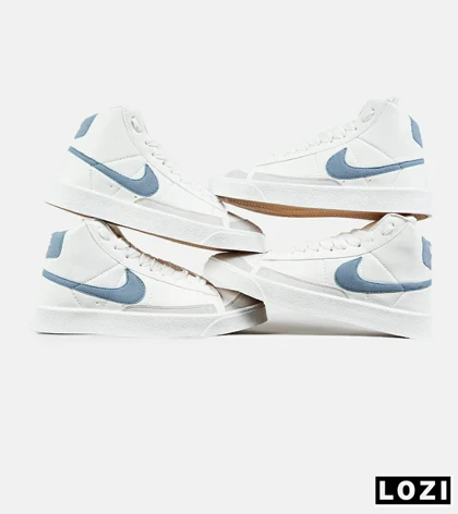 کفش کتانی ساق‌دار مردانه و زنانه سفید آبی Nike Blazer Low 77