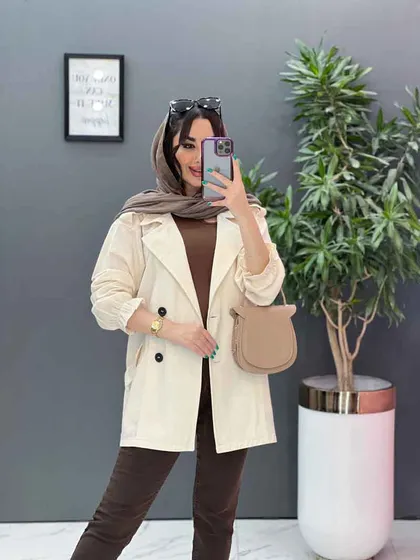 مانتو کتی چهاردکمه آستین کش