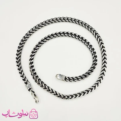 گردنبند مردانه فرانکو (میرو) سیاه قلم پهن وزن دار کد 700