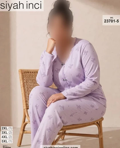 بلوز و شلوار بیگ سایز siyah inci کد 5-23701