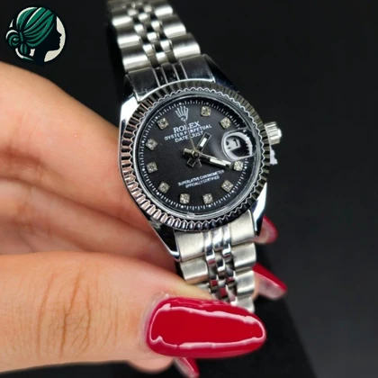 ساعت زنانه رولکس مدل 104533 بند استیل ضد زنگ صفحه مشکی