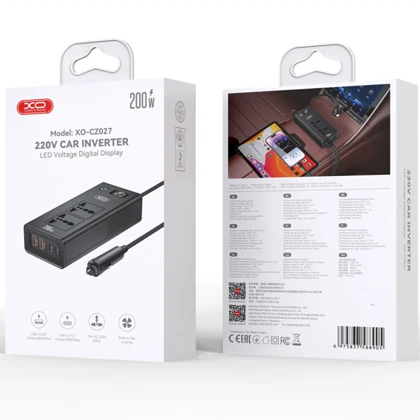 اینورتر فندکی خودرو ایکس او XO مدل CZ027 توان 200 وات
