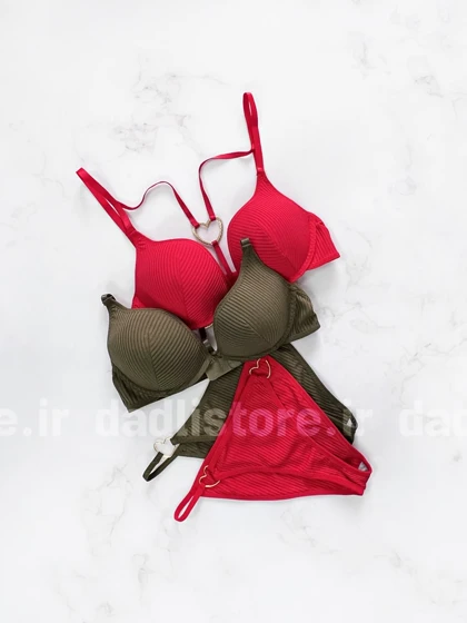 ست شورت و سوتین فنر دار کبریتی هارنس دار قلبی