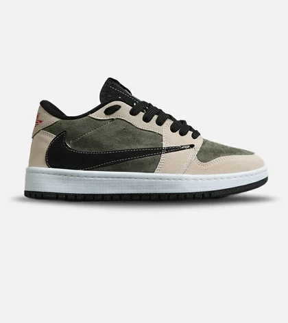کفش کتانی مردانه کرم سبز مشکی NIKE travis scott مدل 8404
