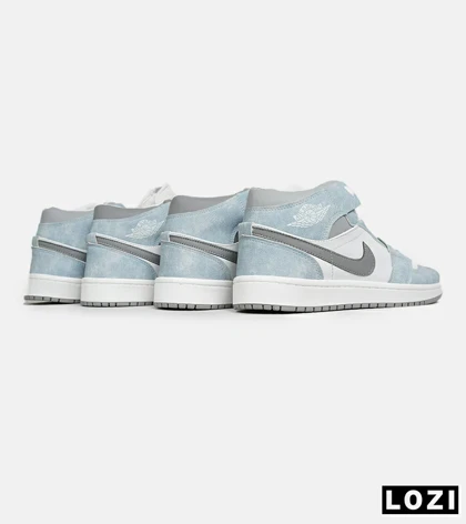 کفش کتانی ساق‌دار مردانه و زنانه سفید آبی طوسی NIKE jordan 1 مدل 6564