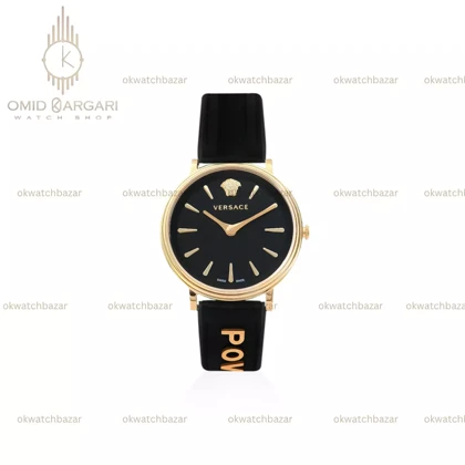 ساعت مچی ورساچه بند چرمی صفحه مشکی Versace