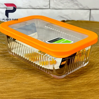 ظرف شیشه ای 450 شیاردار لیمون