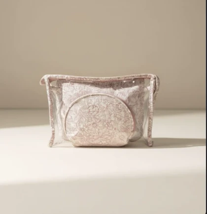 کیف لوازم آرایش سه تکه طرحدار در سه رنگ