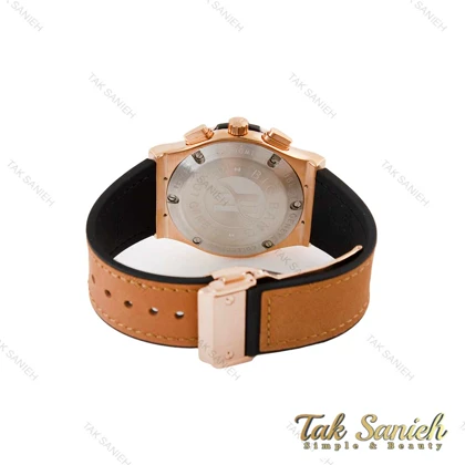 ساعت هابلوت مردانه سه موتوره رزگلد بند چرم قهوه ای Hublot-4893-G