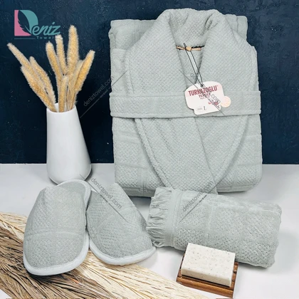 حوله ست یک نفره سه تکه مارتا رنگ طوسی سبز