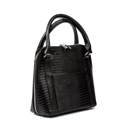 کیف دستی زنانه چرم طبیعی دتار (طرح لیزارد - رنگ مشکی)