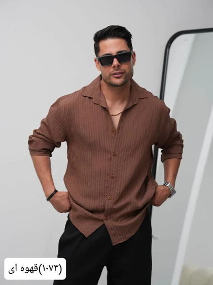 پیراهن مردانه راه راه ریز تنسل1073