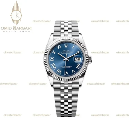 ساعت مچی رولکس سوئیسی سیلور صفحه سرمه ای ایندکس یونانی Rolex Datejust