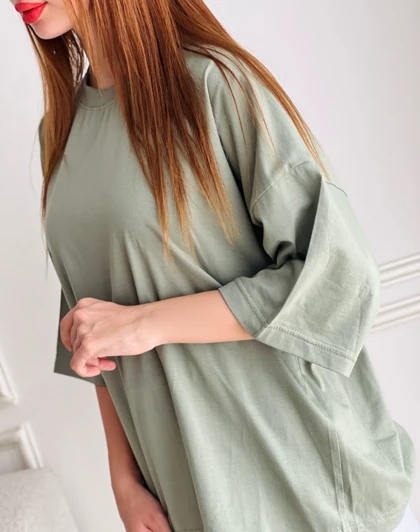تیشرت نخ پنبه یقه گرد راشل کد TS-9092
