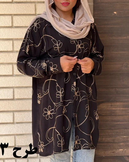 شومیز دکمه دار خامه دوزی 6988