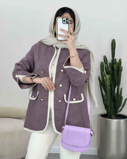 کت نوار دوزی آستین چاک‌دار(5)کد3450
