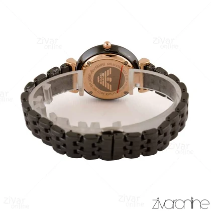 ساعت امپریو آرمانی زنانه مشکی رزگلد سرامیکی 105145