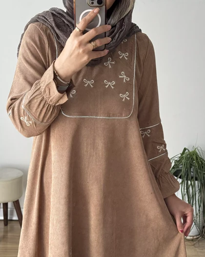 کفتان مخمل کبریتی روبان