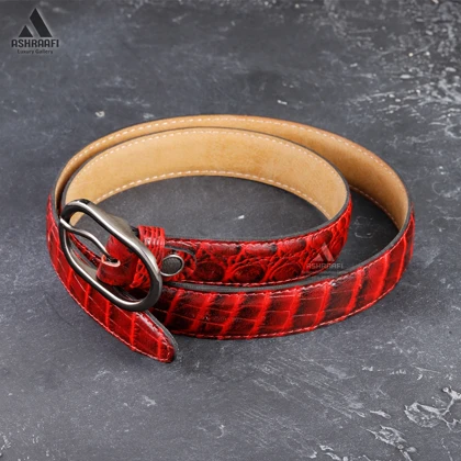کمربند زنانه قرمز Leather Belt BL77