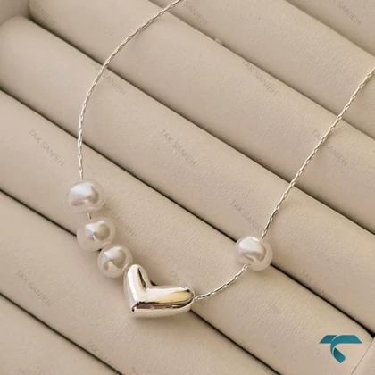 گردنبند قلب و مروارید GhardanBand-8529-L