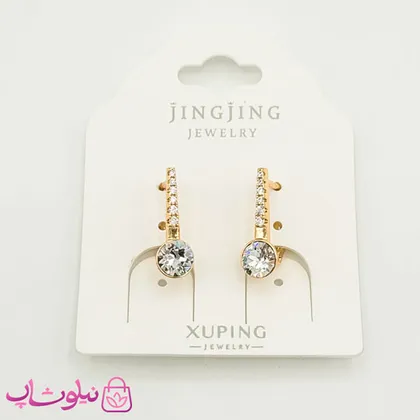 گوشواره دخترانه ژوپینگ مدل سواروسکی سفید