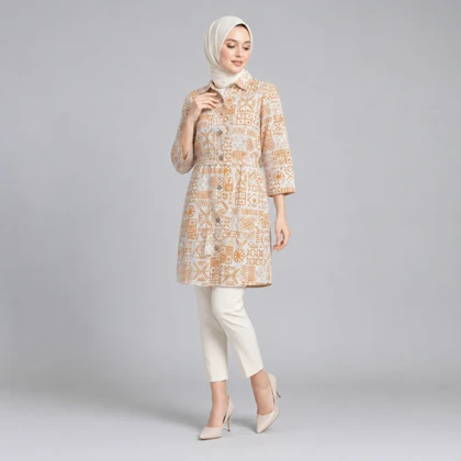 مانتو زنانه لینن گندم کد 83