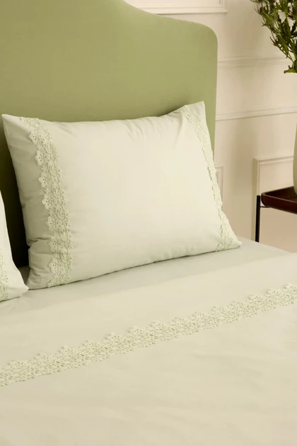 سرویس روتختی دو نفره Karaca Home مدل Lunelle پنبه‌ای - سبز مریم‌گلی
