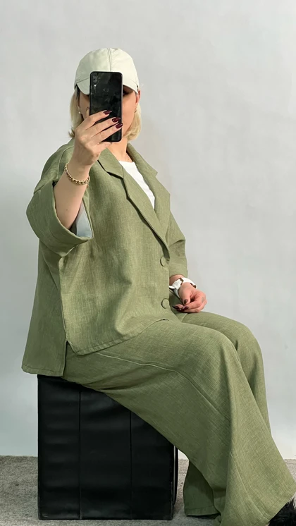 کت و شلوار بگ زنانه جنس شانتون